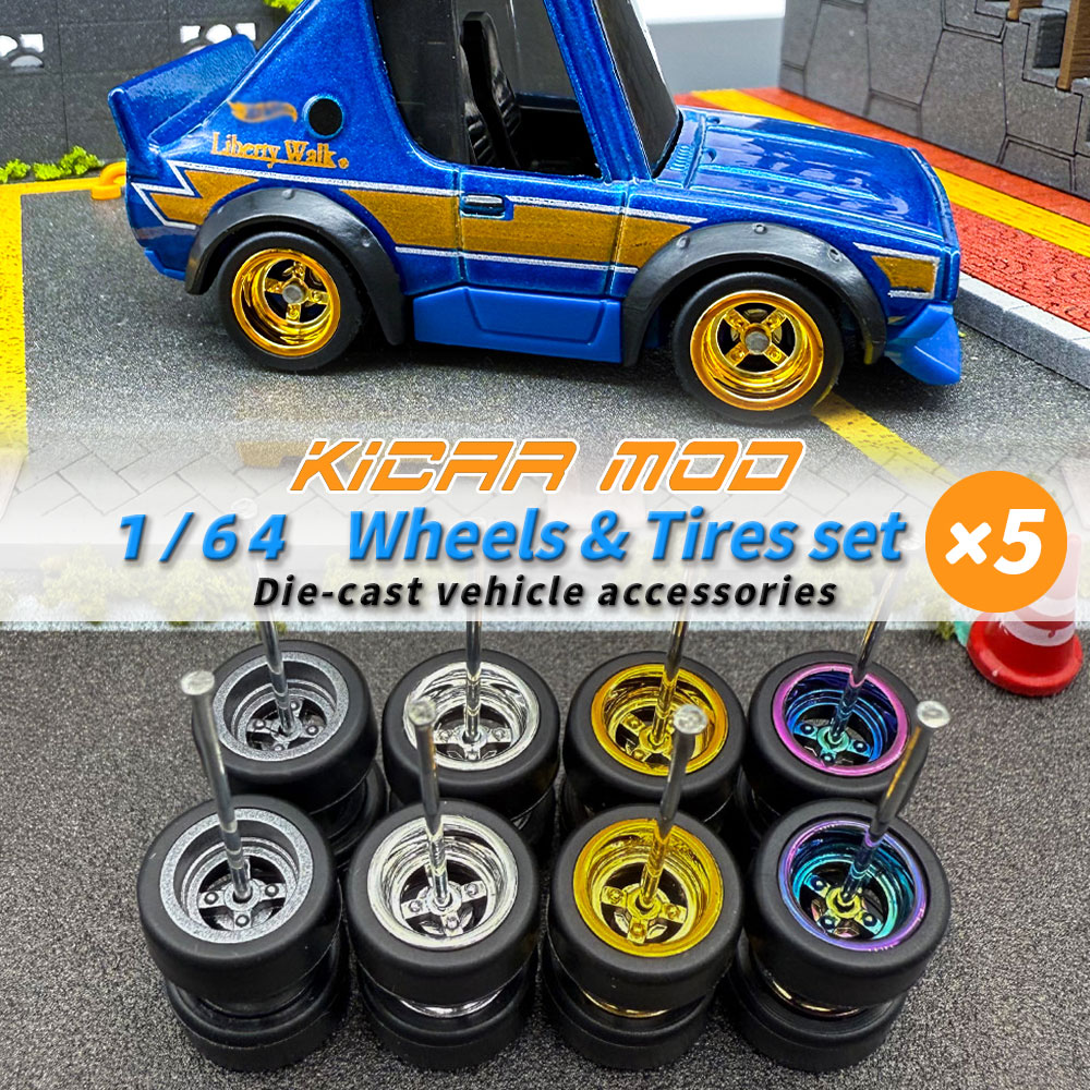 Model Kit Car - 1/64 Model Detachable Wheels Rubber Slick