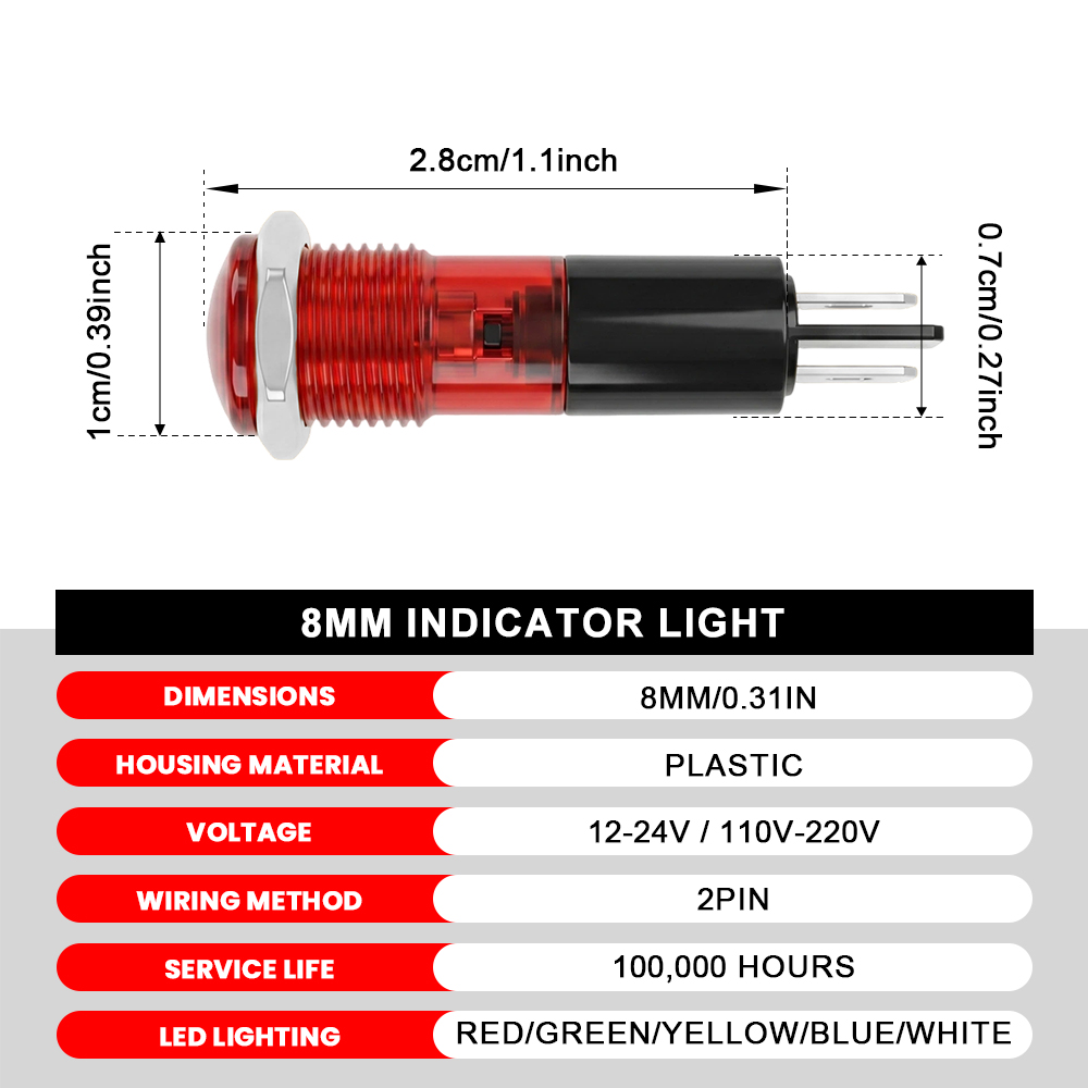 FILN 20PCS 8mm LED Indicator L - огляд і ціна Panel Line Marker